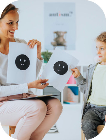 A child learning from adult